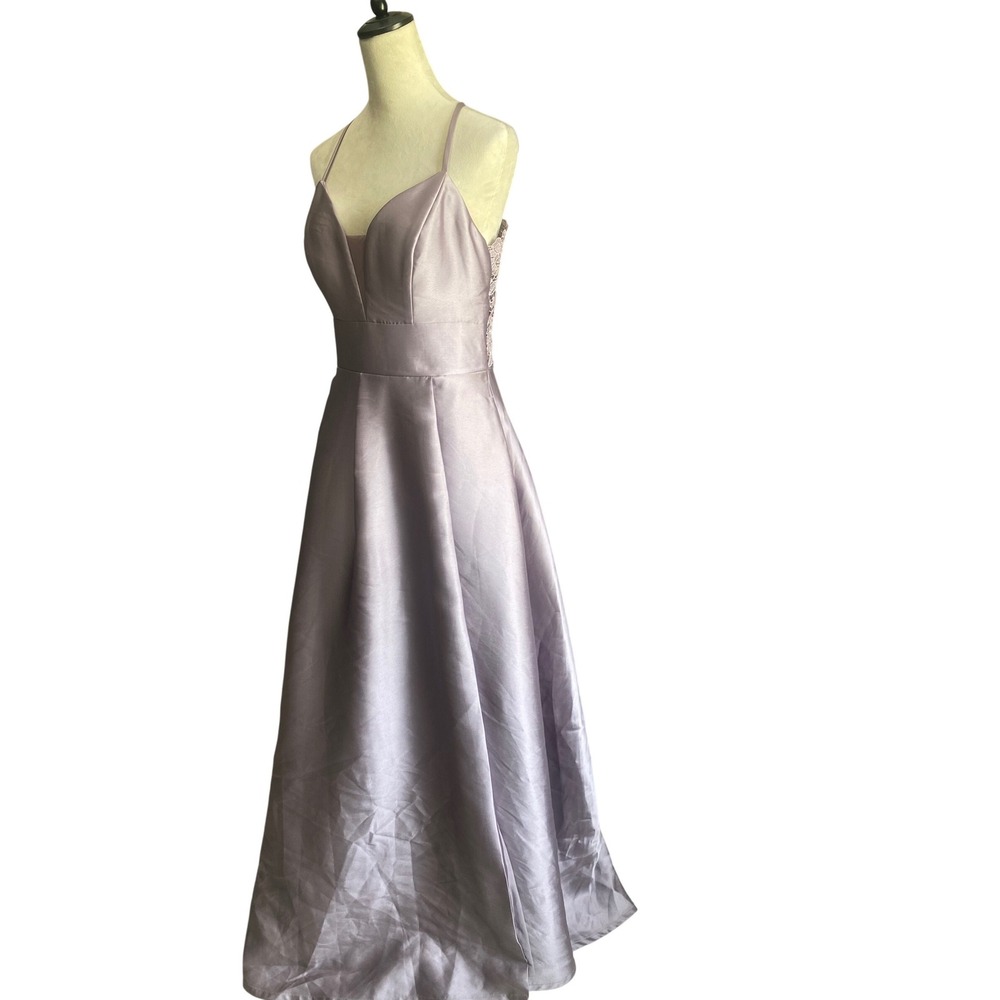 Speechless Mauve Satin Lace Back Formal Gown Dress Size 11 Prom Wedding - Picture 2 of 9